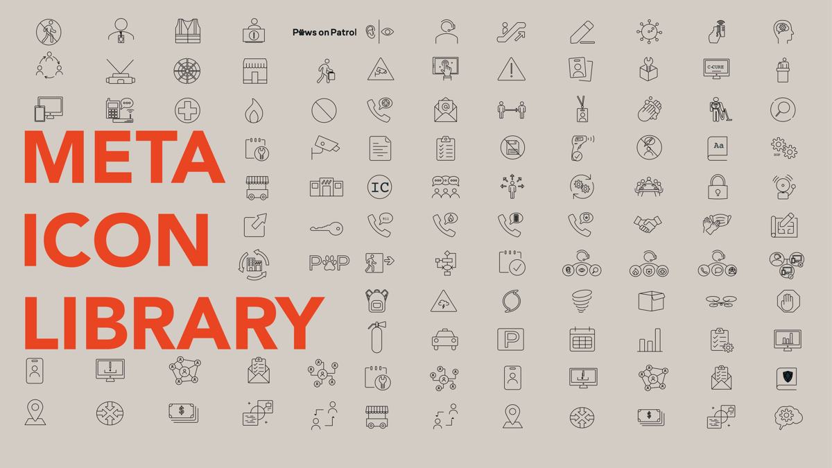 Meta icon library — 100+ custom icons designed for global security services
